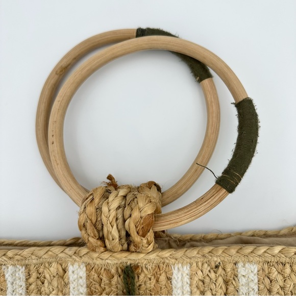 World Market Rattan Woven Bag, Wooden Handles and Tassel - Picture 2 of 8